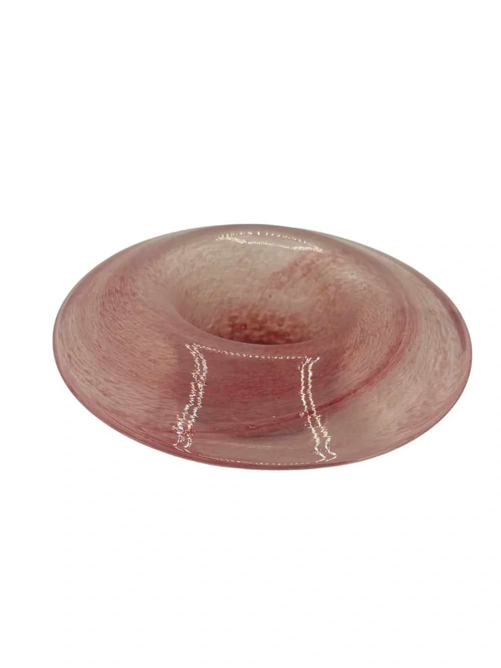 Pink Hand Blown Art Glass Footed Bowl Pedestal Compote Centerpiece